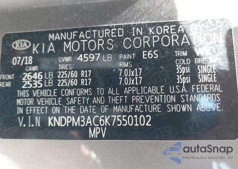 2019 Kia Sportage Lx из США, поврежденный, VIN KNDPM3AC6K7550102